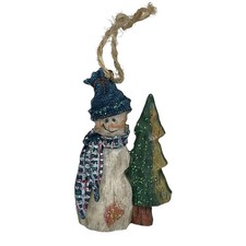 Rustic Country Snowman with Tree Ornament