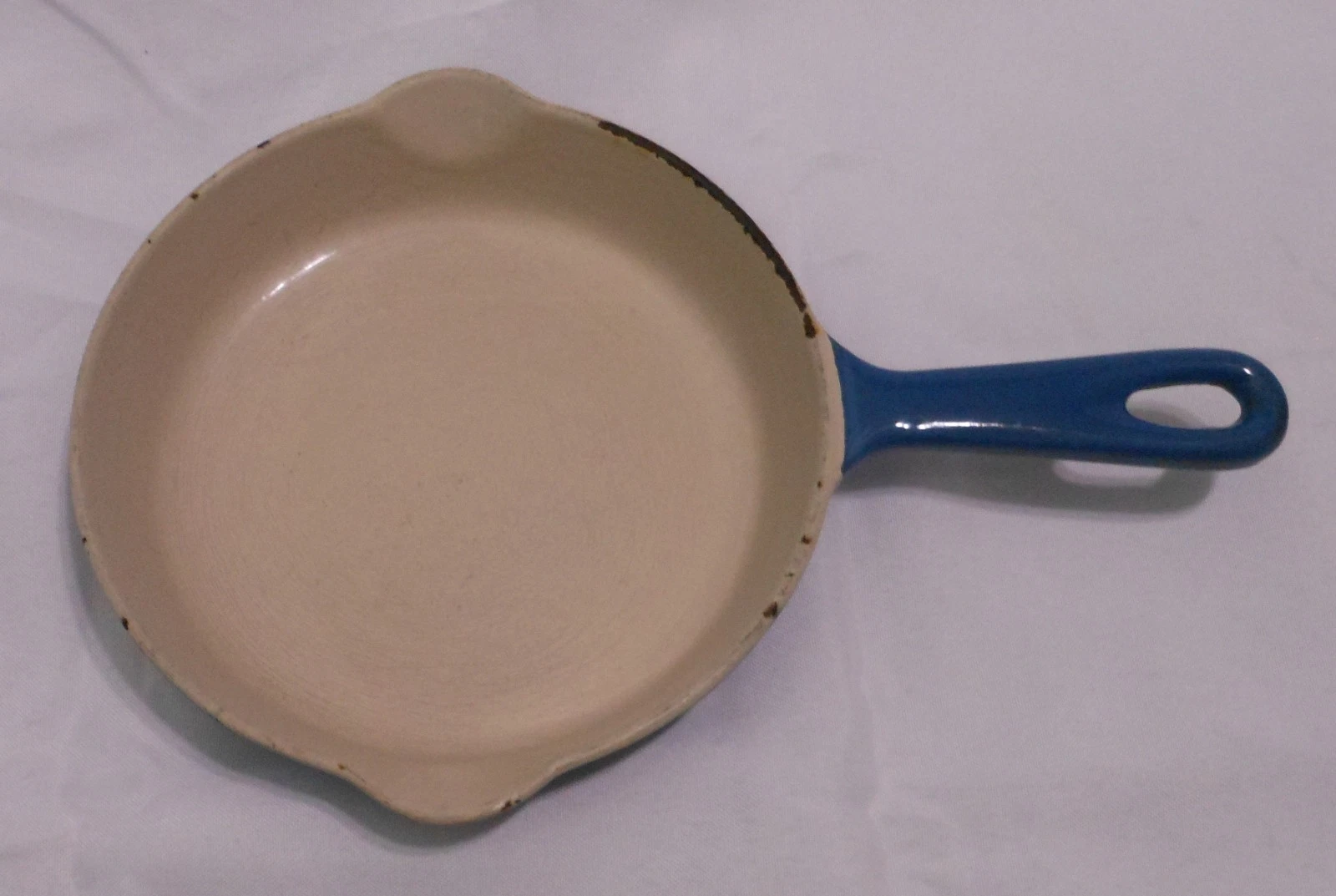 1960 Era Vintage Le Creuset Blue Enamel Cast Iron 6.5" Skillet Frying Pan France
