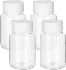 4Pcs Clear Pill Bottles, 80ml Empty Plastic Medicine Bottles, Reagent Bottle