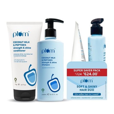 Plum Coconut Milk & Peptides Shampoo & Conditioner Combo Dry Frizzy Hair 175 ml