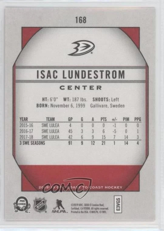 2018 O-Pee-Chee Coast to Canadian Tire Rookies Red SSP Isac Lundestrom Rookie RC - Image 2 of 2