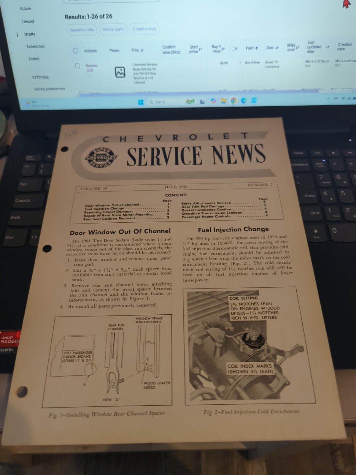Chevrolet Service News Volume 33 July 1961 #7 Door Window out of Channel