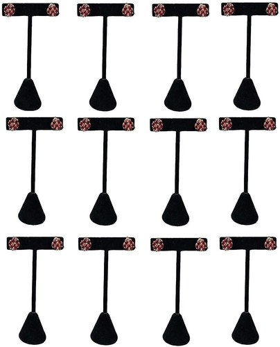 Tall Black Faux Velvet Earring T Stand Display T Shape Showroom, Tradeshow,... - Picture 8 of 8