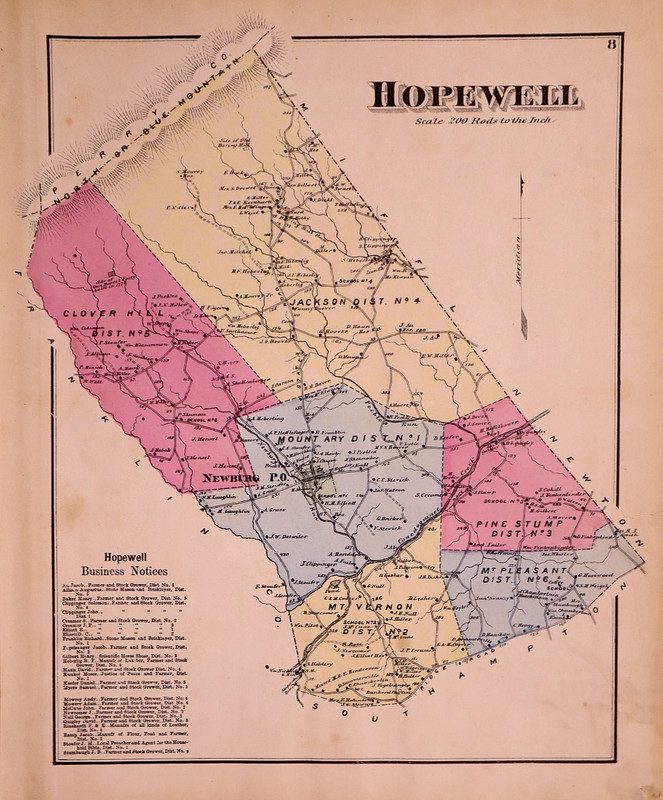 Rare Antique 1872 Plat Map ~ Hopewell Township, Cumberland County, Pennsylvania