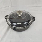 Wagner's 1891 Original Cast Iron 2 Qt Bean Pot Made in USA w glass lid