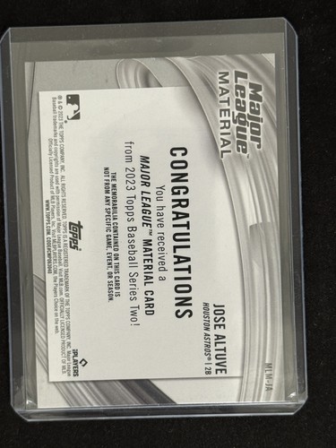 2023 Topps #MLM-JA Jose Altuve Major League materiale reliquie - Foto 2 di 2