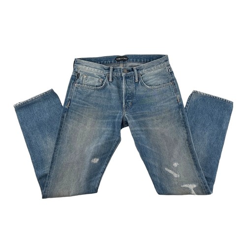 Tom Ford Men's Slim Fit Distressed Jeans 31 - Picture 3 of 15