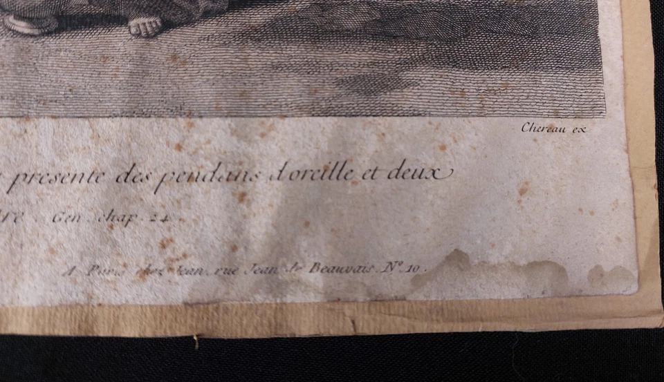 Gravure de François Chereau d'après Nicolas Poussin "Rebecca au puits" - Photo 4/4