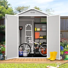 HUGROVE 6×4 Outdoor Storage Shed with Floor, Waterproof & Uv-Resistant Resin Gar