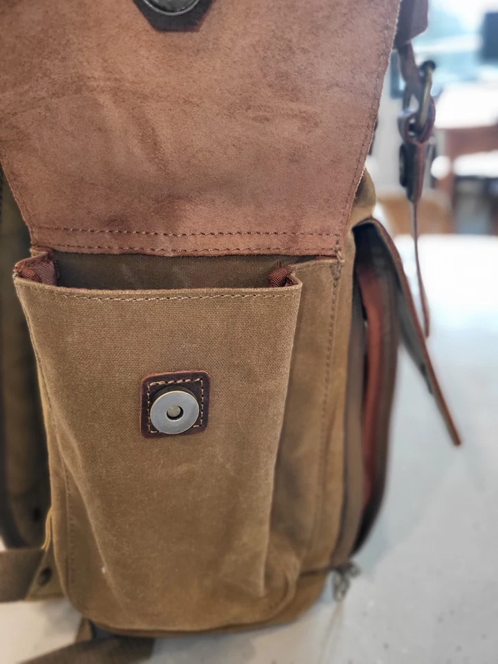 Endurax Leather Camera Backpack & Tripod Holder Khaki Photographers Waterproof - Image 3 of 4