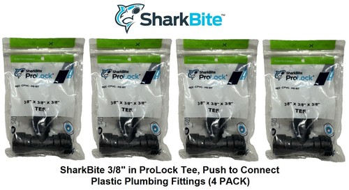 SharkBite 3/8" in ProLock Tee, Push to Connect Plastic Plumbing Fitting (4 PACK)