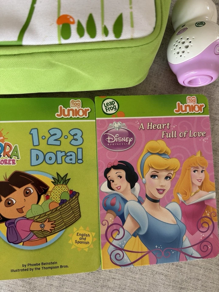 LeapFrog Tag Junior Pink W Case 3 Book Lot Dora The Explorer Disney Princess - Image 3 of 4