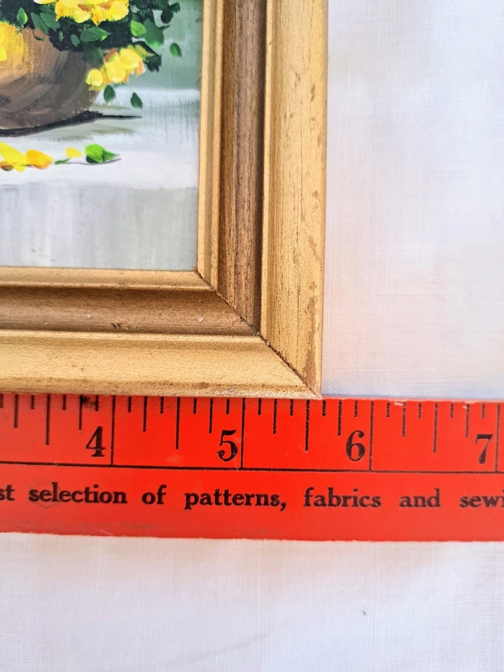 PINTURA AL ÓLEO ORIGINAL VIVIAN HOLLAN SWAIN VINTAGE PEQUEÑAS FLORES AMARILLAS FLORAL Foto 3 de 4