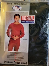New Men's Thermal Bottoms Cotton Blend Extra Strong Seams Size 3XL Black - C6