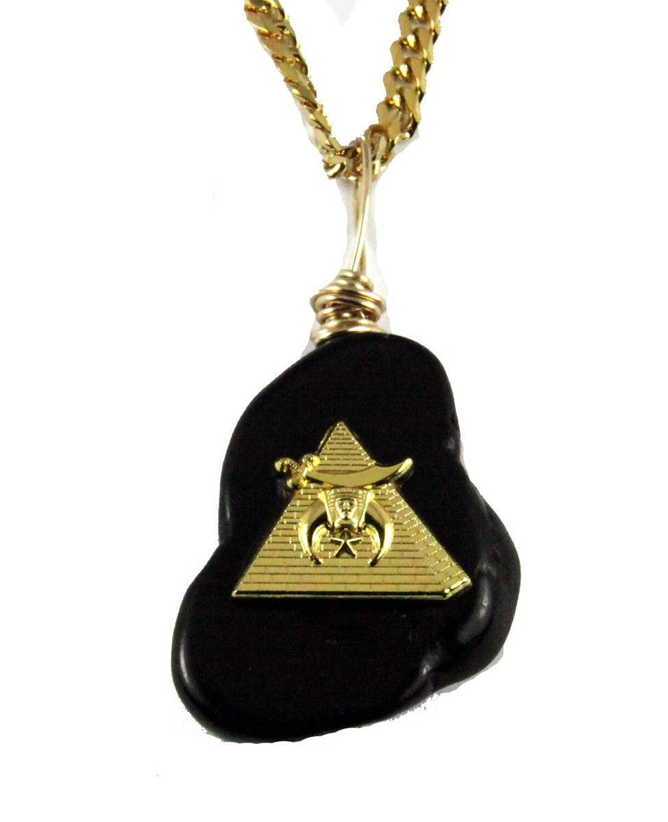 4031904 AEAONMS Masonic Black Stone Necklace Prince Hall