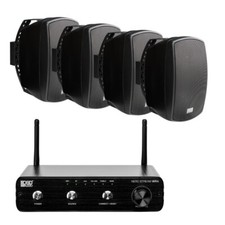 Outdoor Audio Bundle: App-Controlled Amplifier w/ 2 Pairs of 4" Black Speakers