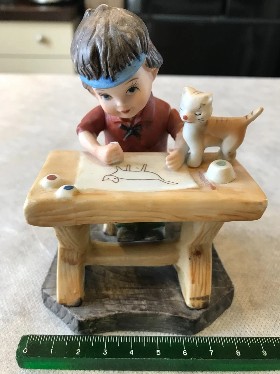 Statuette chaton et coccinelle céramique - Décoration