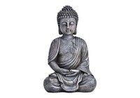 Buddha Aus Poly Grau Skulptur Statue Meditierend Deko Thai