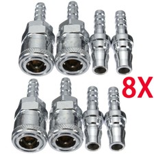 8PCS Male&Female 8mm Gas Hose Copper Nozzle Connector Quick Release BBQ Caravan