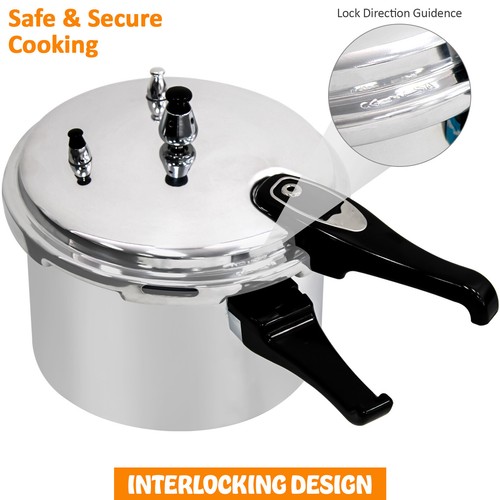 3/6/7 Litre Home Dual Handle aluminum Pressure Cooker Kitchen Catering Cookware - Picture 16 of 31
