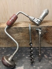 Vintage Dunlap 10" Ratcheting Hand Brace Drill No. 1071 w/ 2 Bits Made in USA