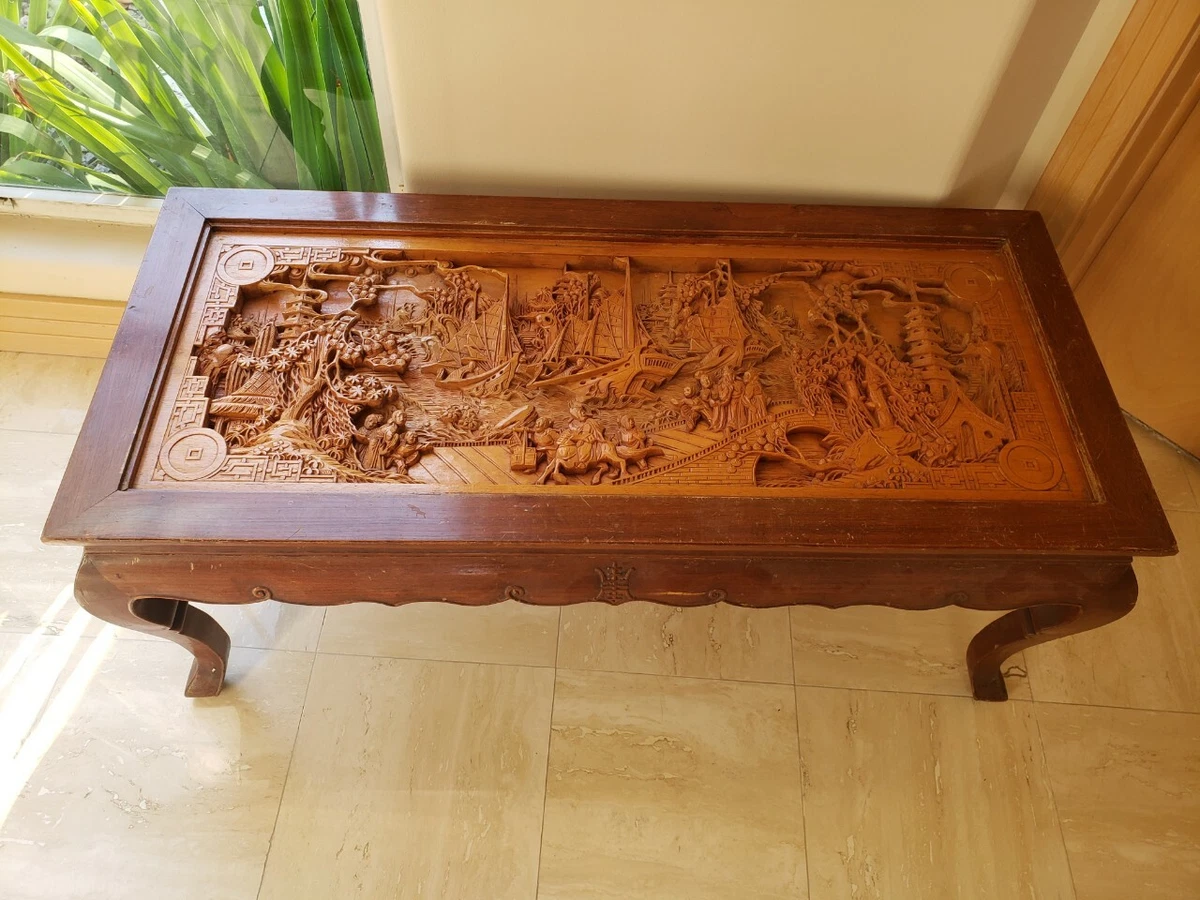 Chinese Heavily Hand Carved Coffee Table Vintage Local Pickup only Orlando FL