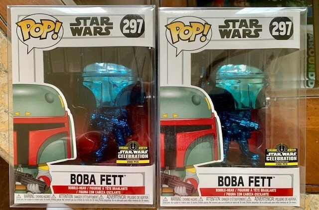 FUNKO POP STAR WARS CELEBRATION BOBA GRAS BLEU CHROME 297 2019 LIMIT 2500 PI C