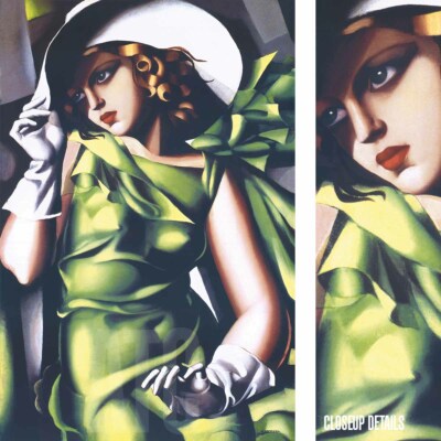 24W"x36H" YOUNG GIRL IN GREEN by TAMARA DE LEMPICKA - WOMAN DRESS TOP HAT  CANVAS | eBay