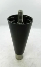 6" Black Plastic Adjustable Equipment Leg; Round Foot; 1/2"-13 Stud Mount (FR)