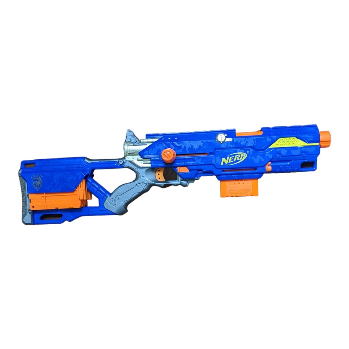 2006 Blue Nerf Gun Longshot CS6 NStrike Sniper Rifle Gun With  Attachments/Mag