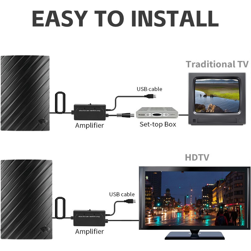 600 Miles Digital TV Antenna HDTV Amplified 1080P Waterproof Outdoor