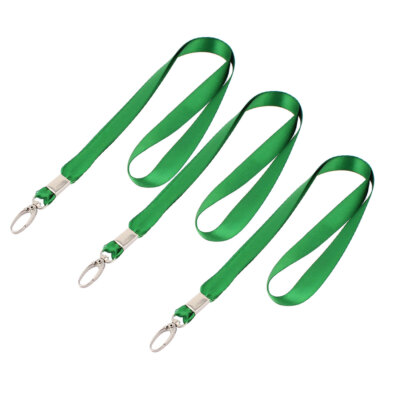 3 Stück Ausweishalter ID Metall Clip drehbar Nackenriemen Kordel grün 1,5 cm breit