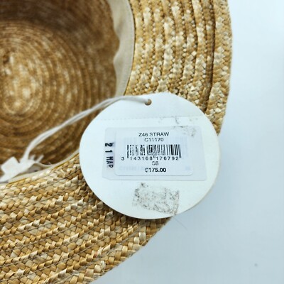 NEW Chloé Women\'s Braided Straw Boater Hat Viscose Floral‎ Ribbon Bow Size 58 NEW Chloé Women main image 4