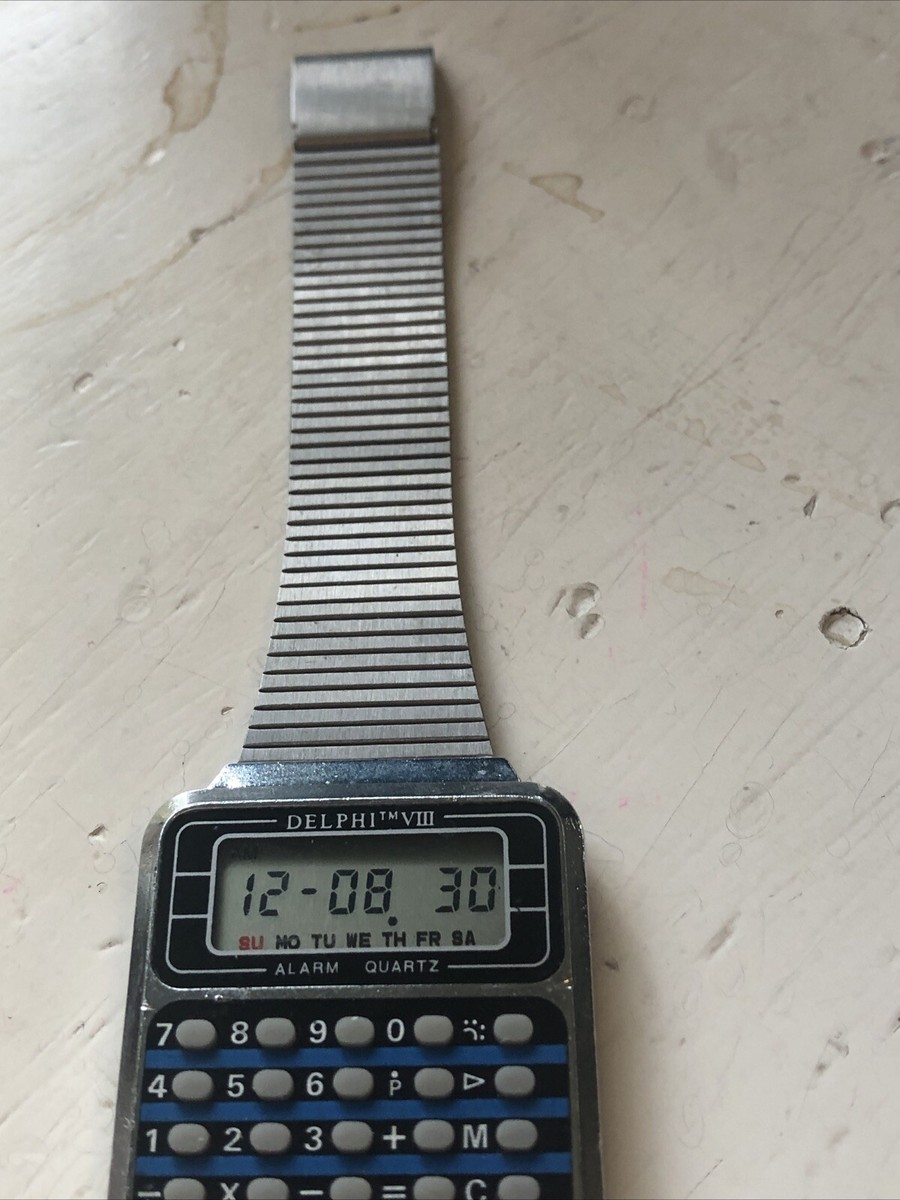 Vintage DELPHI Men's 41mm Calculator Alarm Digital LCD Vintage DELPHI Men's 41mm Calculator Alarm Digital LCD