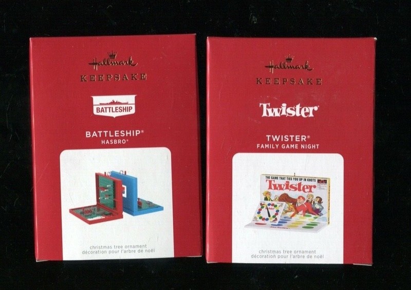 2021 Hallmark - BATTLESHIP & TWISTER - Family Games Set of 2 Ornaments - NIB