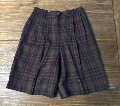 Vintage JH Collectibles Wool Plaid Pleated Shorts 8 Tartan Academia High Waist
