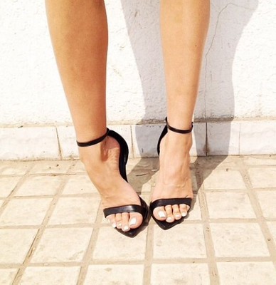 black leather sandals heels