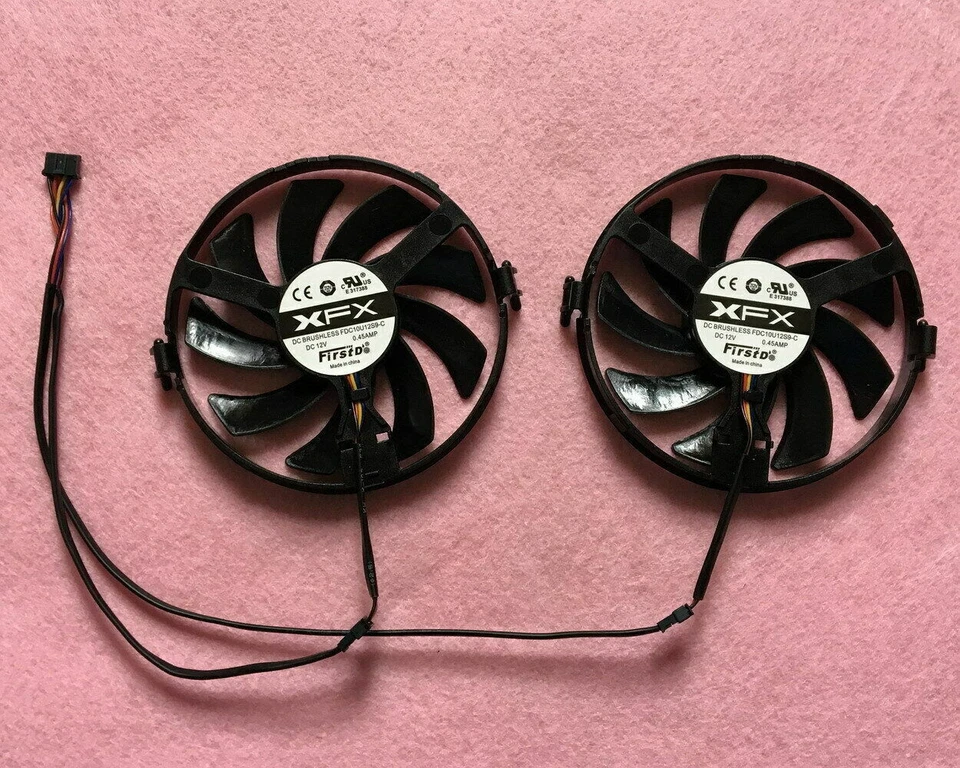 Pair Fans Cooler Fan For XFX R9 370 380 370X 380X R7 370 360 FDC10U12S9-C 92mm - Image 2 of 4