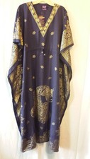 Women African Drawstring Maxi Kaftan Dress Dashiki Boho Hippie Navy Free Size