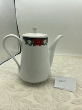 Vintage 2 Piece Tienshan Crown Ming  Deck the Halls Teapot  Christmas 8”