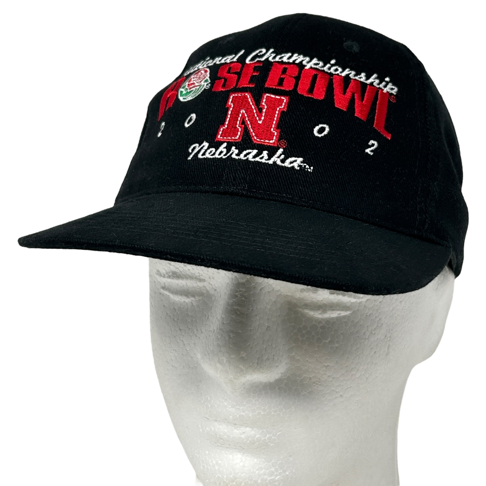 Vintage 2002 Nebraska Cornhuskers Rose Bowl Black Snapback Cap Y2K Huskers