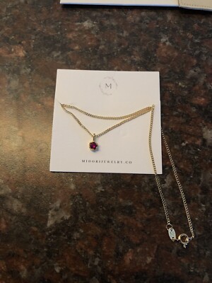 midori ruby solitaire, 18k gold filled, 16 inch women's chain
