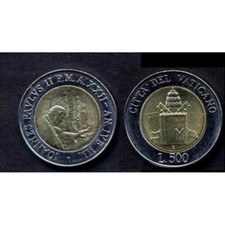 VATICANO 500 Lire e  1000 Lire Bimetalliche dal 1982 al 2001 FDC (UNC)