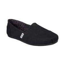 Womens Bobs Plush Peace & Love Slip Ons - Black Canvas, Size 7 US [33645]