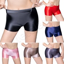Ladies Oil Shiny Underwear Glossy Boy Shorts Satin Wetlook Leggings Boxer Briefs