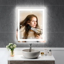 24 x 32in LED Bathroom Mirror Dimmable Anti-fog Wall Vanity Touch Makeup Mirror