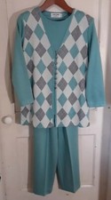 Vtg. 1980's Alfred Dunner 2 Pc. Knit Pant Long Sleeve Shirt, Jacket Sz.8