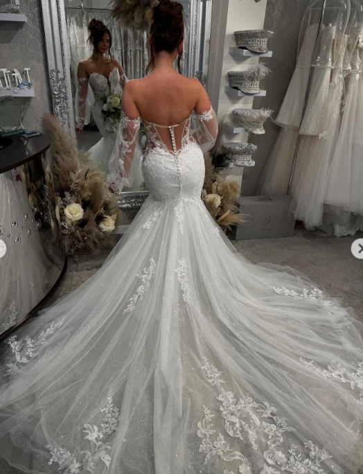 Vestidos de novia de sirena mangas desmontables playa 2025 nuevos vestidos de novia de verano Foto 3 de 4