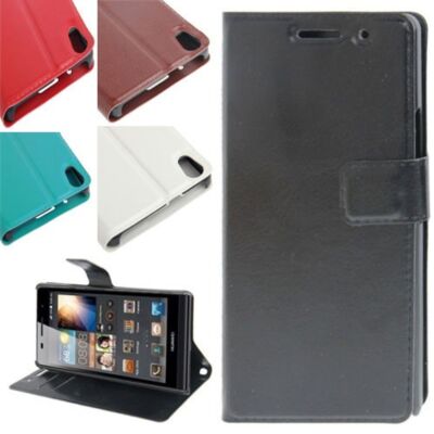 Handy Hülle Flip Case Cover EC Fach Schutz Tasche Etui Quer für Huawei Ascend P6