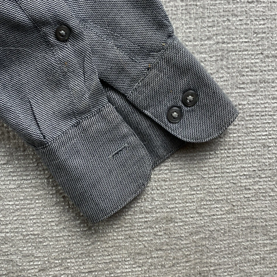 Camisa de vestir IZOD con botones para hombre talla 16,5 x 32/33 grande gris popelina de fácil cuidado iglesia Foto 4 de 4
